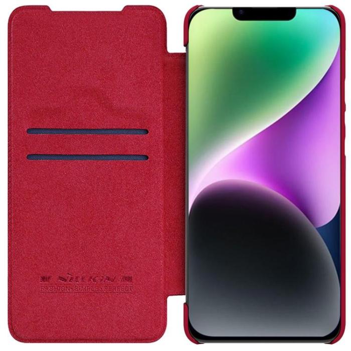 Nillkin - Nillkin iPhone 14 Plus Plånboksfodral QinPro Läder - Röd
