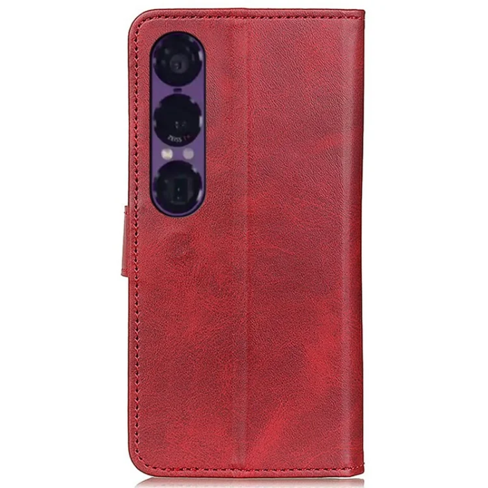 A-One Brand - Sony Xperia 1 VII Plånboksfodral Cowhide Läder - Röd