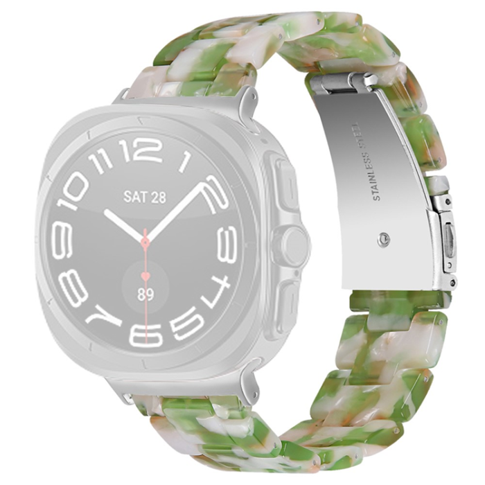 A-One Brand - Galaxy Watch 8/8 Classic (40/44/46mm) Armband Vattentät Acrylic - Grön/Vit