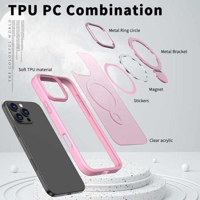 A-One Brand - iPhone 15 Pro Max Mobilskal MagSafe Rotating Kickstand - Rosa