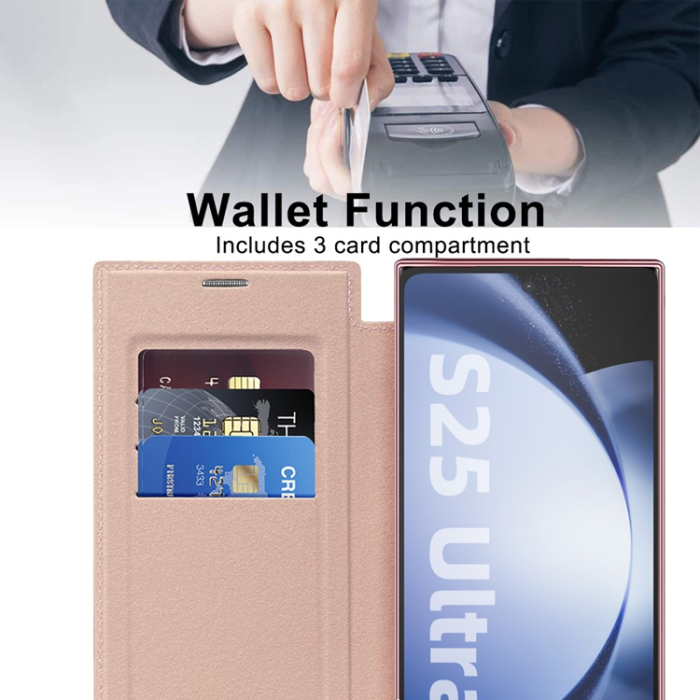 A-One Brand - Galaxy S25 Ultra Plånboksfodral MagSafe RFID Blocking - Rosa
