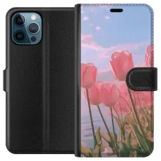 Gustaf - Pl&aring;nboksfodral till Apple iPhone 12 Pro Max med Rosa Tulpaner
