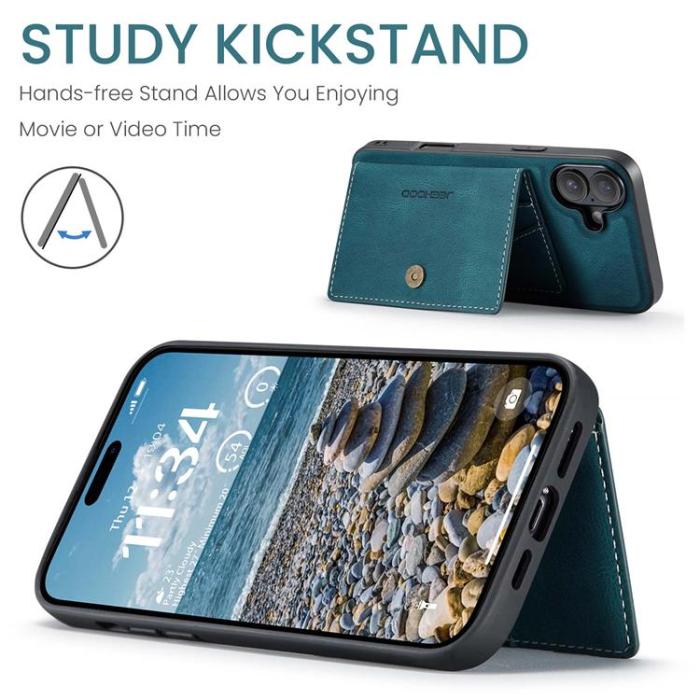 OEM - JEEHOOD iPhone 17 Mobilskal KonstLäder + Plast Avtagbar - Blå