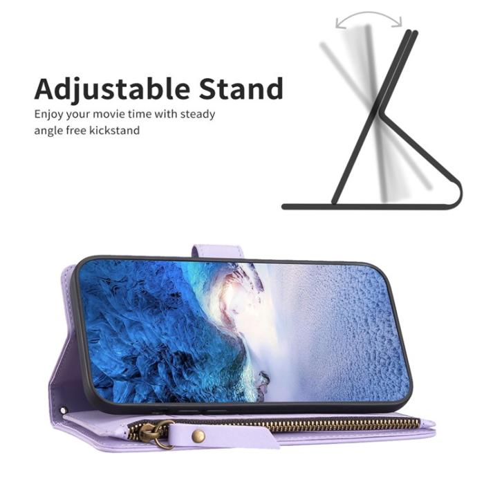 OEM - iPhone 15 Pro Plånboksfodral Zipper Flip - Lila