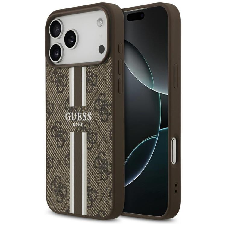 Guess iPhone 17 Pro Max Mobilskal MagSafe 4G Printed Stripes - Brun | 2353 | AlltMobil