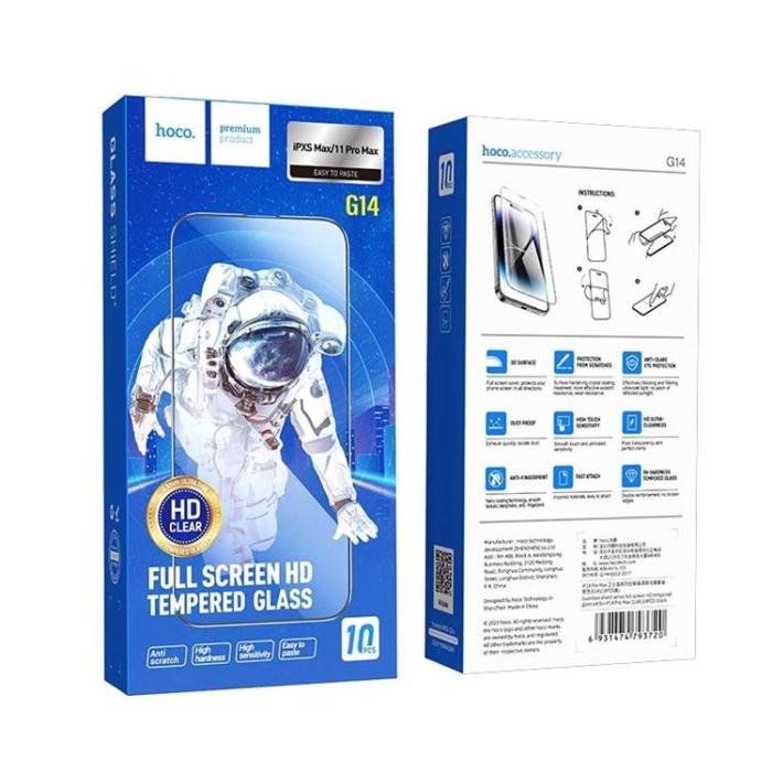 Hoco - HOCO tempered glass HD 5D Guardian shield (SET 10in1) for iPhone Xr / 11 black