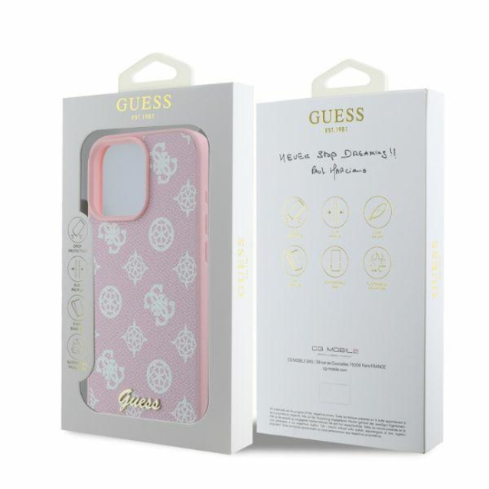 Guess - Guess iPhone 16 Pro Max Mobilskal Magsafe Peony Script - Rosa