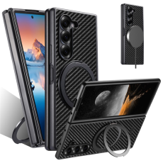 SUTENI - Suteni Galaxy Z Fold 6 Mobilskal MagSafe Carbon Fiber - Svart