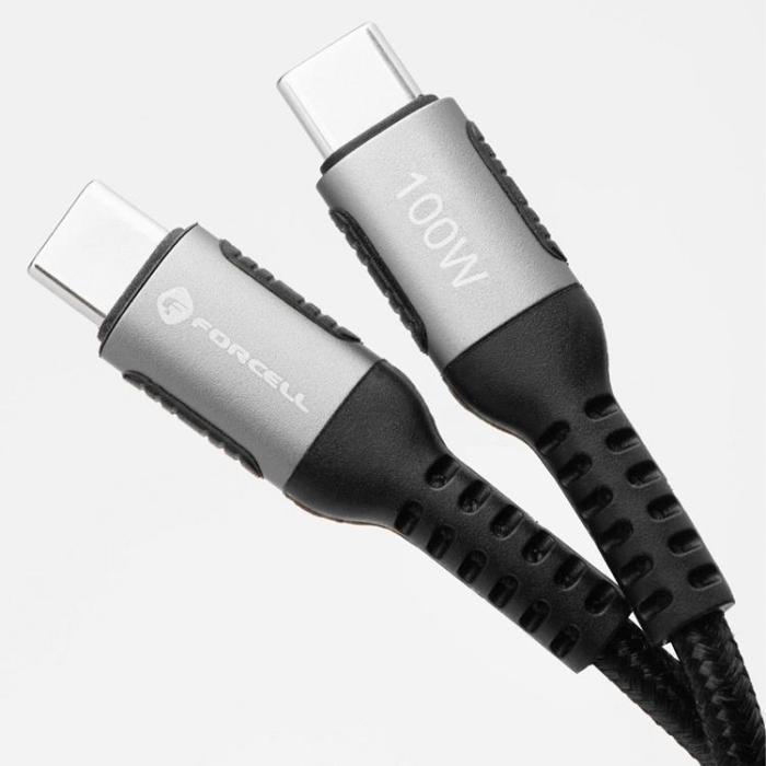 Forcell - Forcell USB-C till USB-C kabel 100W 2m QC4.0 PD 5A Cafule - Svart