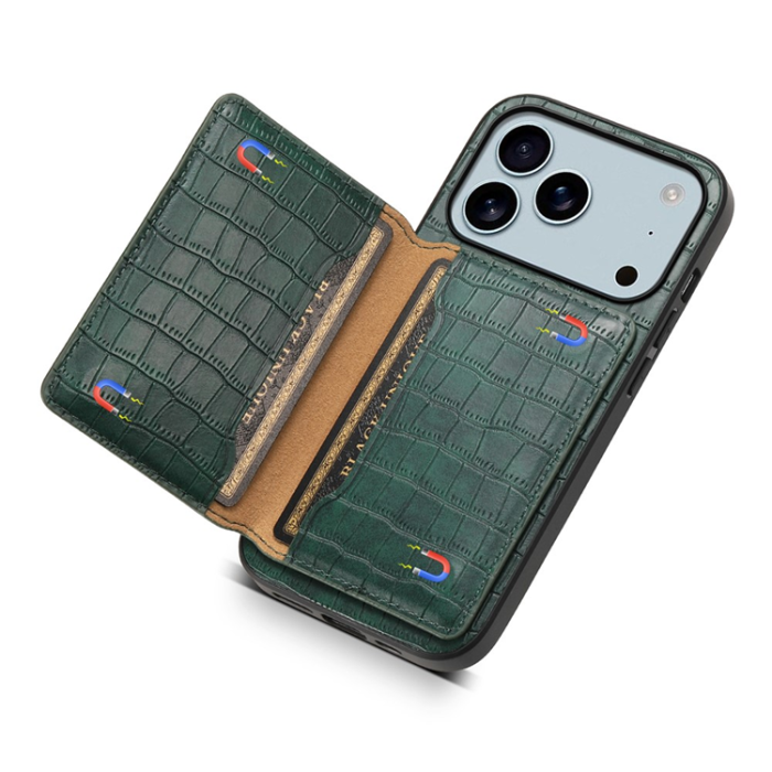 A-One Brand - iPhone 17 Pro Max Mobilskal Korthållare Crocodile - Grön