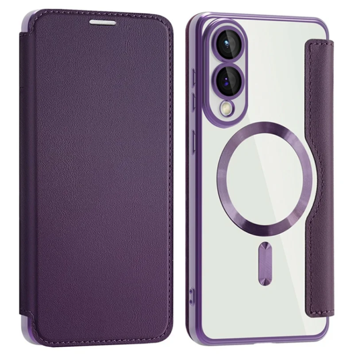 Amorus - Amorus Galaxy S25 Edge Plånboksfodral Magsafe RFID - Mörklila