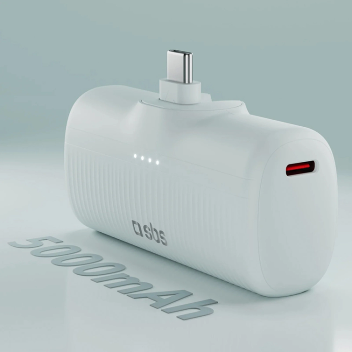 SBS - SBS Powerbank 5000mAh 10W med USB-C Hamn EcoPower - Grå