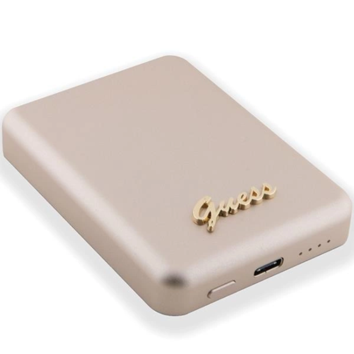 Guess - Guess Magsafe Powerbank 5000mAh 15W Metal Script Logo - Guld