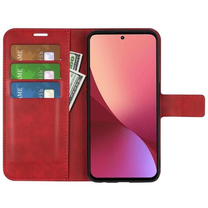 OEM - Magnetic Clasp Plånboksfodral Xiaomi 12 Pro - Röd
