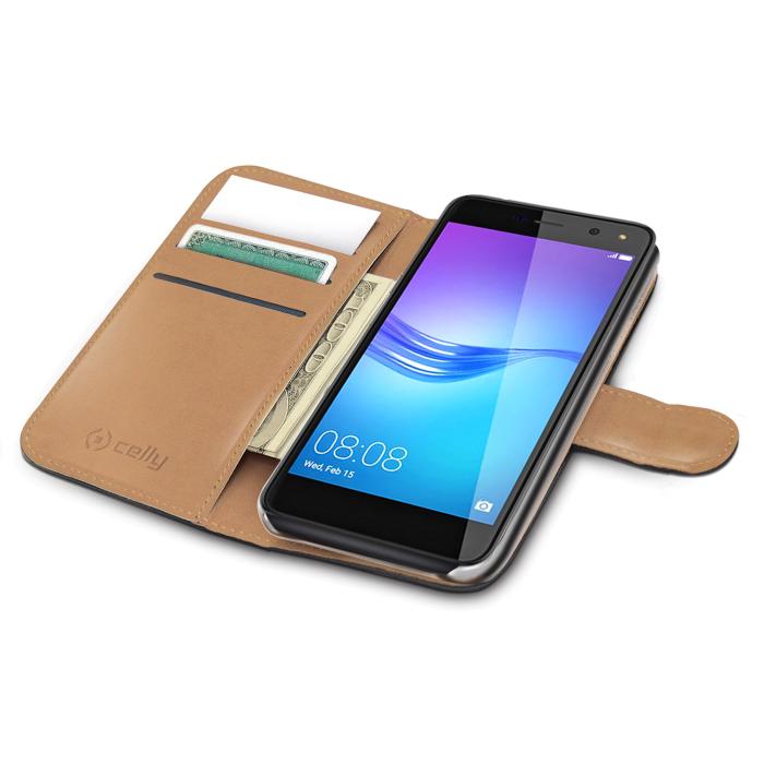 Celly  - Celly Wallet Case till Huawei Y6 (2017) - Svart