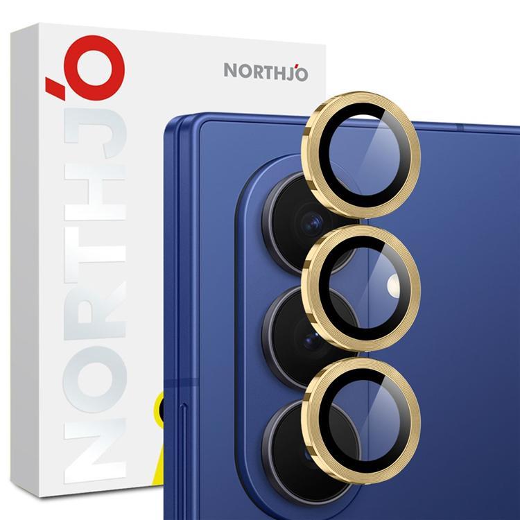 NORTHJO Kameralinsskydd Härdat glas För Galaxy Z Fold 8 Metal Ring - Guld | 5468 | AlltMobil