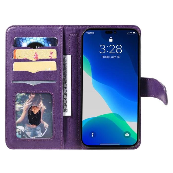 OEM - iPhone 14 Pro Max Plånboksfodral KT PU Läder - Lila