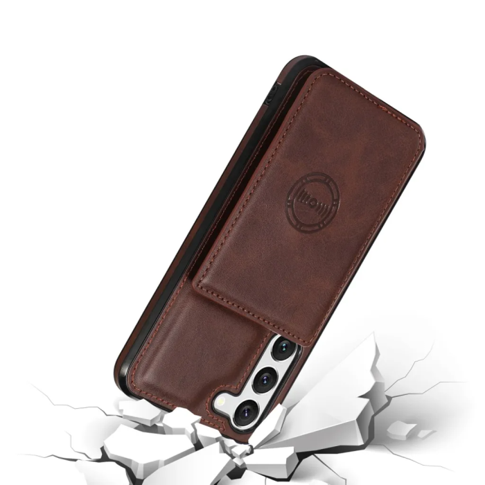 Taltech - Galaxy S23 Plus Mobilskal Korthållare Kickstand - Coffee