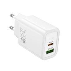 Hoco - Hoco Snabbladdare 20W 1xUSB-A 1xUSB-C PD QC3.0 3A N61 - Vit