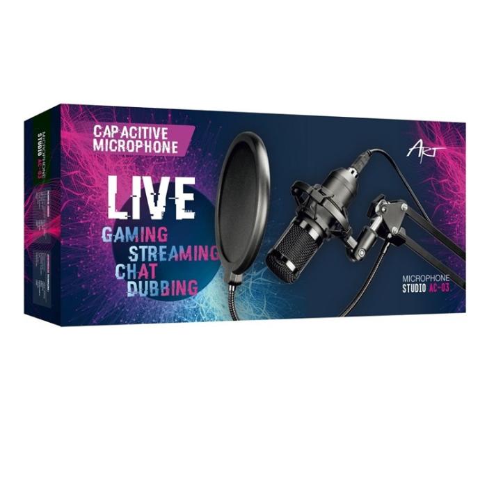 Art - Art Mikrofon USB Diaphragm Condenser Boom - Svart
