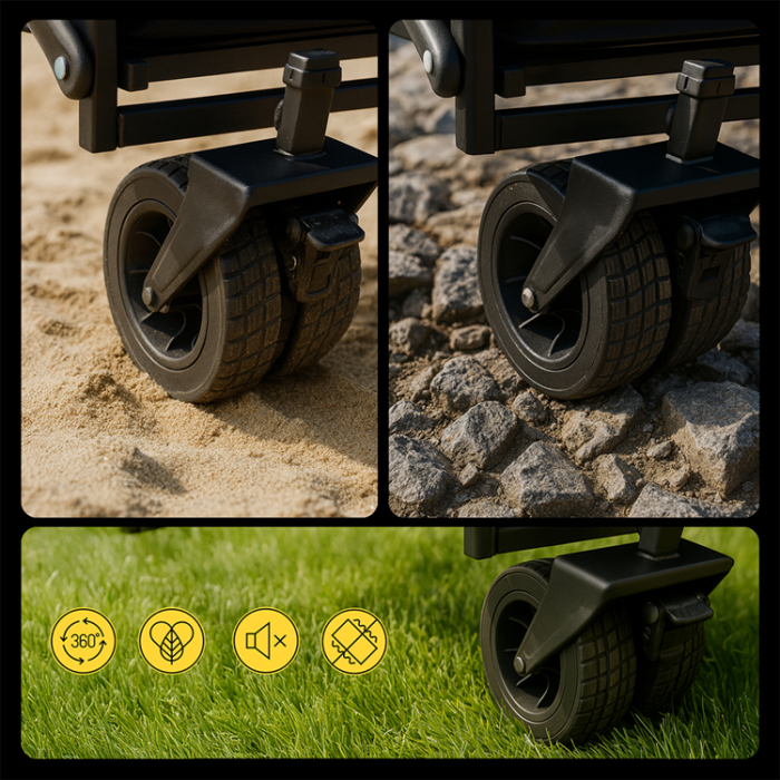 Wozinsky - Wozinsky Strand Trädgårdsvagn Slitstark Breda Hjul upp till 100 kg - Svart