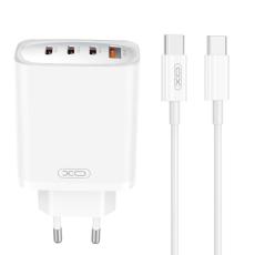 XO - XO Snabbladdare 3x USB-C/USB 65W med USB-C/USB-C Kabel PD- Vit