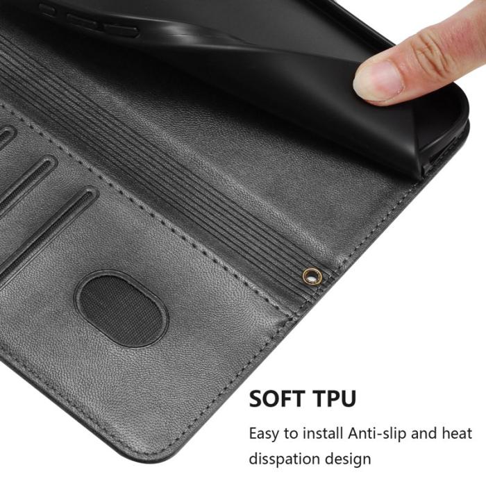 OEM - Samsung Galaxy A37 Plånboksfodral Konstläder Retro Textur Skydd - Svart
