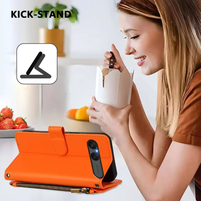 A-One Brand - Sony Xperia 10 VII Plånboksfodral Butterfly Floral - Orange