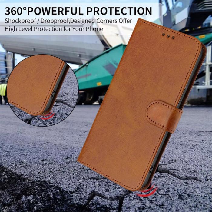 OEM - Samsung Galaxy A37 Plånboksfodral RFID Skydd Konstläder - Brun