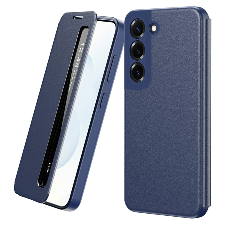 Mobilskal till Galaxy S22 Plus Smart View Window Läder - Blå (Sapphire) | 2353 | AlltMobil
