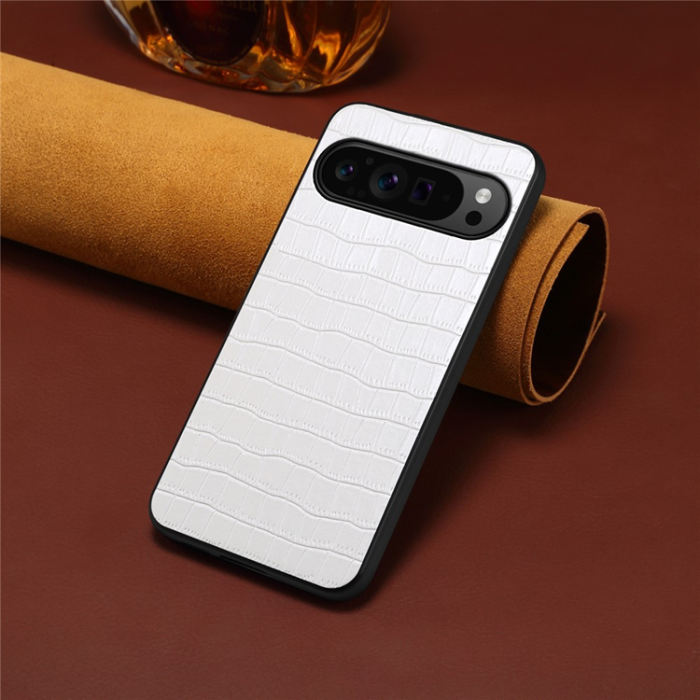 A-One Brand - Google Pixel 10/10 Pro Mobilskal Crocodile Texture  - Vit