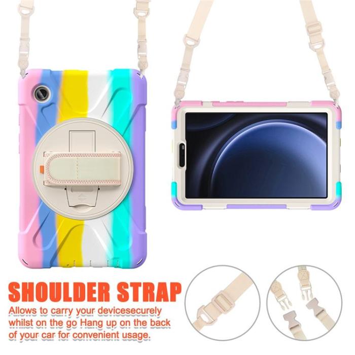 A-One Brand - Galaxy Tab A9 Skal Kickstand Handrem Med Axelrem - Färgglad Rosa
