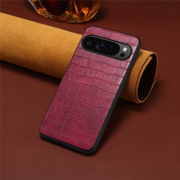 A-One Brand - Google Pixel 10/10 Pro Mobilskal Crocodile Texture  - Röd