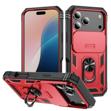 A-One Brand - iPhone 17 Pro Max Mobilskal Slide Camshield Kickstand - Röd