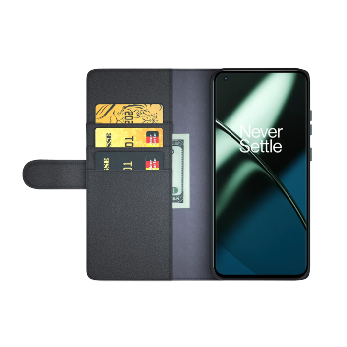 OEM - OnePlus 11 5G Plånboksfodral Äkta Läder - Svart