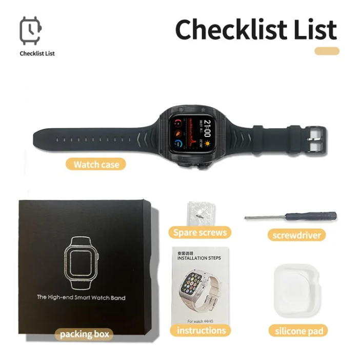 Shelbox - Shellbox Apple Watch 44mm Armband Silikon Metal - Svart