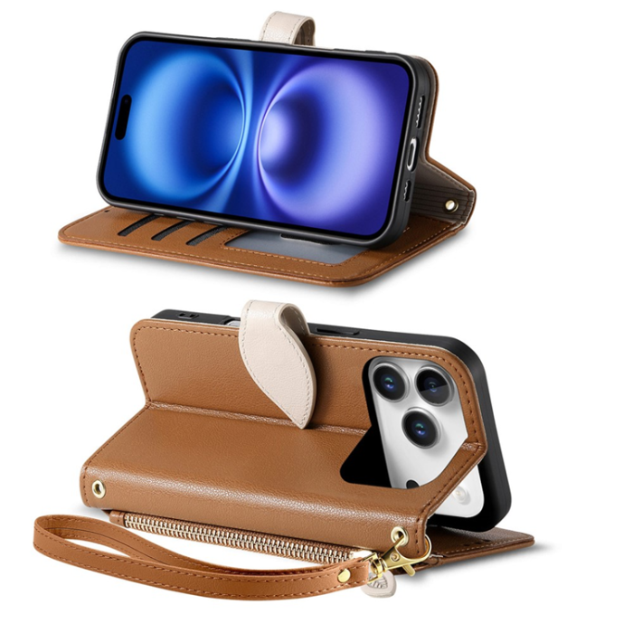 A-One Brand - iPhone 17 Pro Plånboksfodral Leaf Magnetiskt Spänne Läder