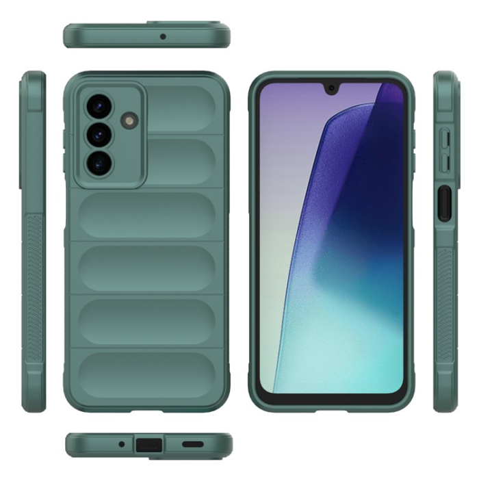 WANLONFENG - WANLONFENG Galaxy A17 Mobilskal med Härdat Glas HD - Armégrön