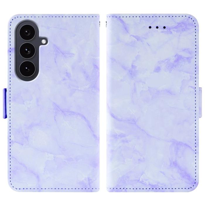 OEM - Samsung Galaxy S26 Plånboksfodral Marmor Mönster Dubbel Magnetlås - Lila