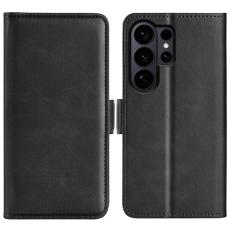 OEM - Samsung Galaxy S26 Ultra Pl&aring;nboksfodral Konstl&auml;der - Svart