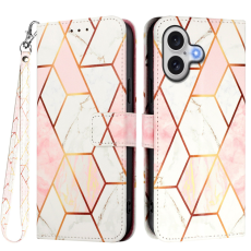 A-One Brand - iPhone 17 Plånboksfodral Marble Pattern med Rem LS002