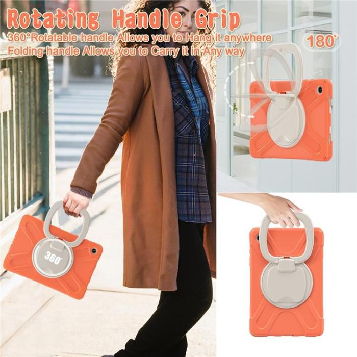 A-One Brand - Galaxy Tab A9 Plus Skal Kickstand Handle Grip - Coral Orange