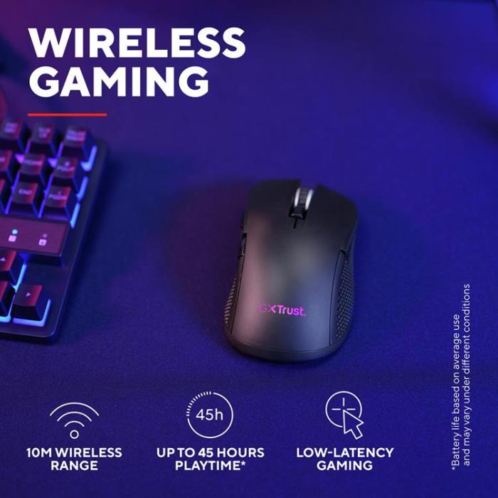 Trust - Trust GXT 931 Ybar Trådlös gamingmus Svart