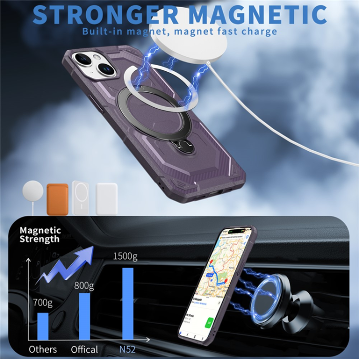 A-One Brand - Mobilskal till iPhone 14 / 13 MagSafe Kickstand TPU + PC - Lila