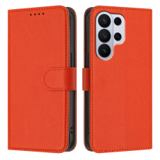 A-One Brand - Galaxy S26 Ultra Plånboksfodral Solid Color Läder - Orange
