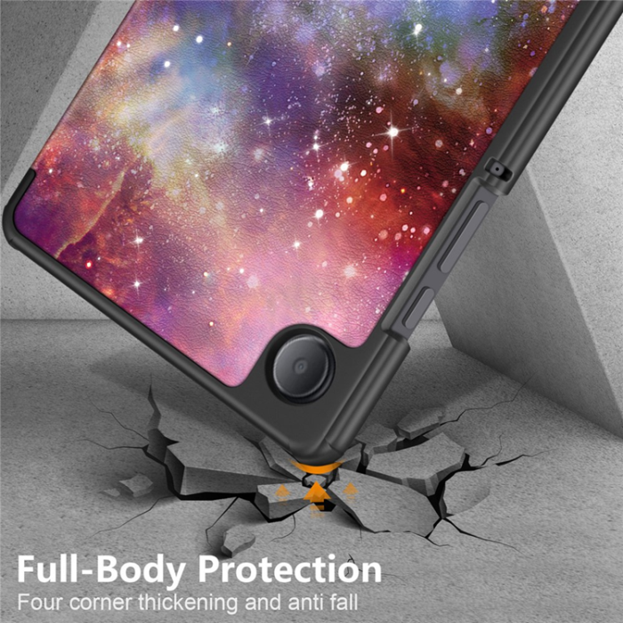 A-One Brand - Galaxy Tab A9 Fodral Pattern Printing Tri-fold Konstläder