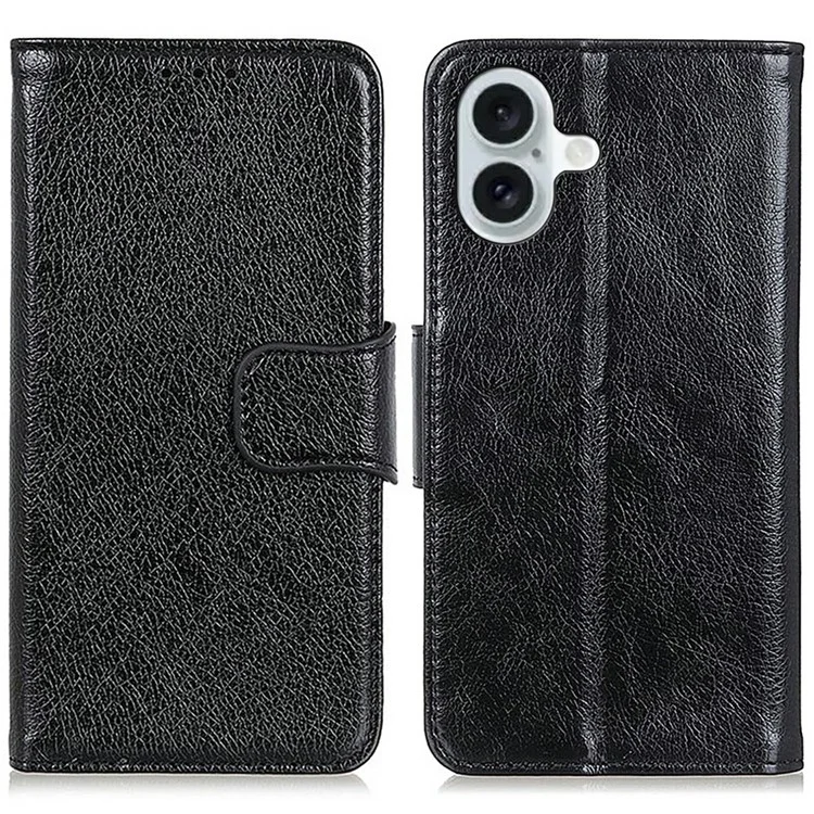 iPhone 17 Plånboksfodral Nappa Texture Äkta läder - Svart | 2353 | AlltMobil