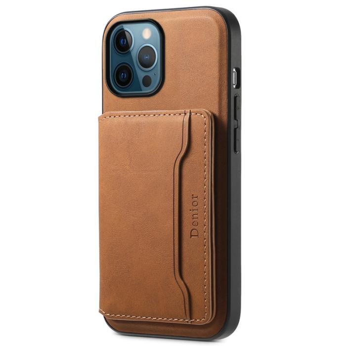 DENIOR - DENIOR D13 iPhone 12 Pro Max Fodral Retro Textur PU+TPU+PC Brun