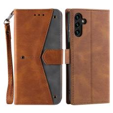 OEM - Pl&aring;nboksfodral f&ouml;r Samsung Galaxy S26 Konstl&auml;der med handledsrem - Brun