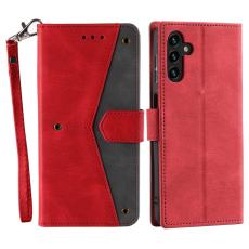 OEM - Pl&aring;nboksfodral f&ouml;r Samsung Galaxy S26 Konstl&auml;der med handledsrem - R&ouml;d